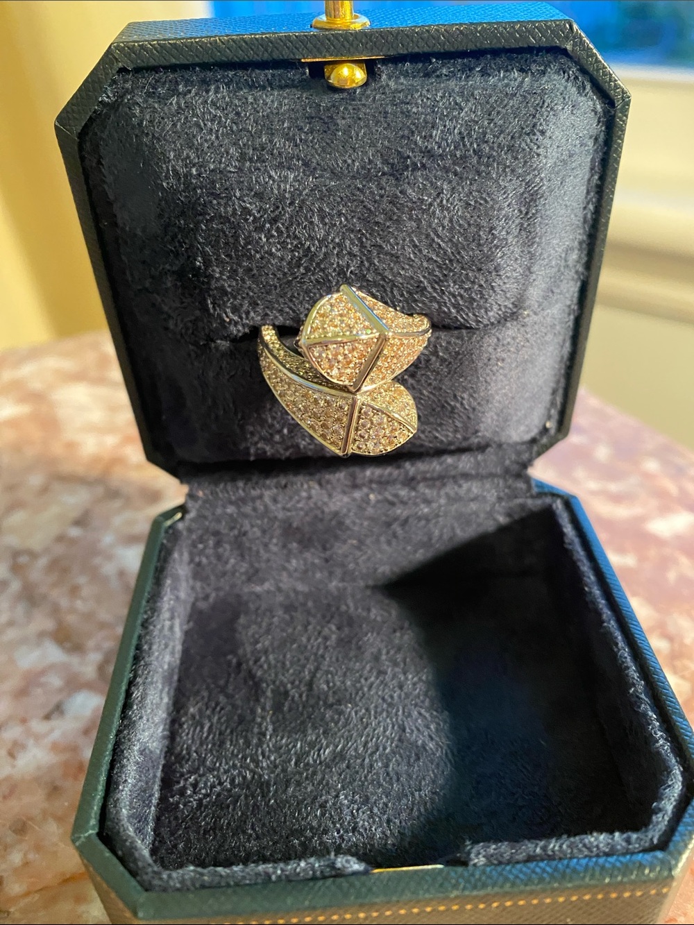 Silver Toned Pave Rhinestone Ribbon Statement Abstract Crossover Cocktail Ring
